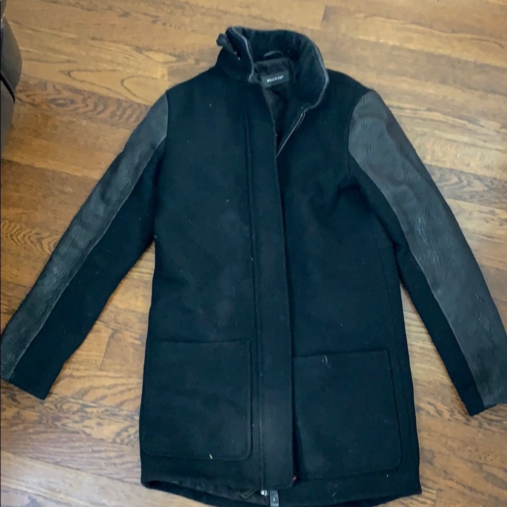 Mackage Wool Winter Coat xs leather sleeves GUC